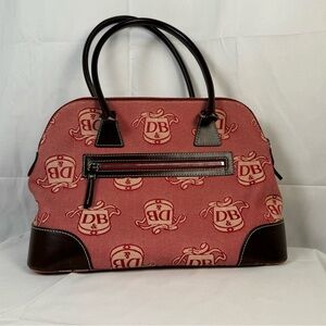 Dooney & Bourke Red and Cream Donegal Crest Domed Satchel